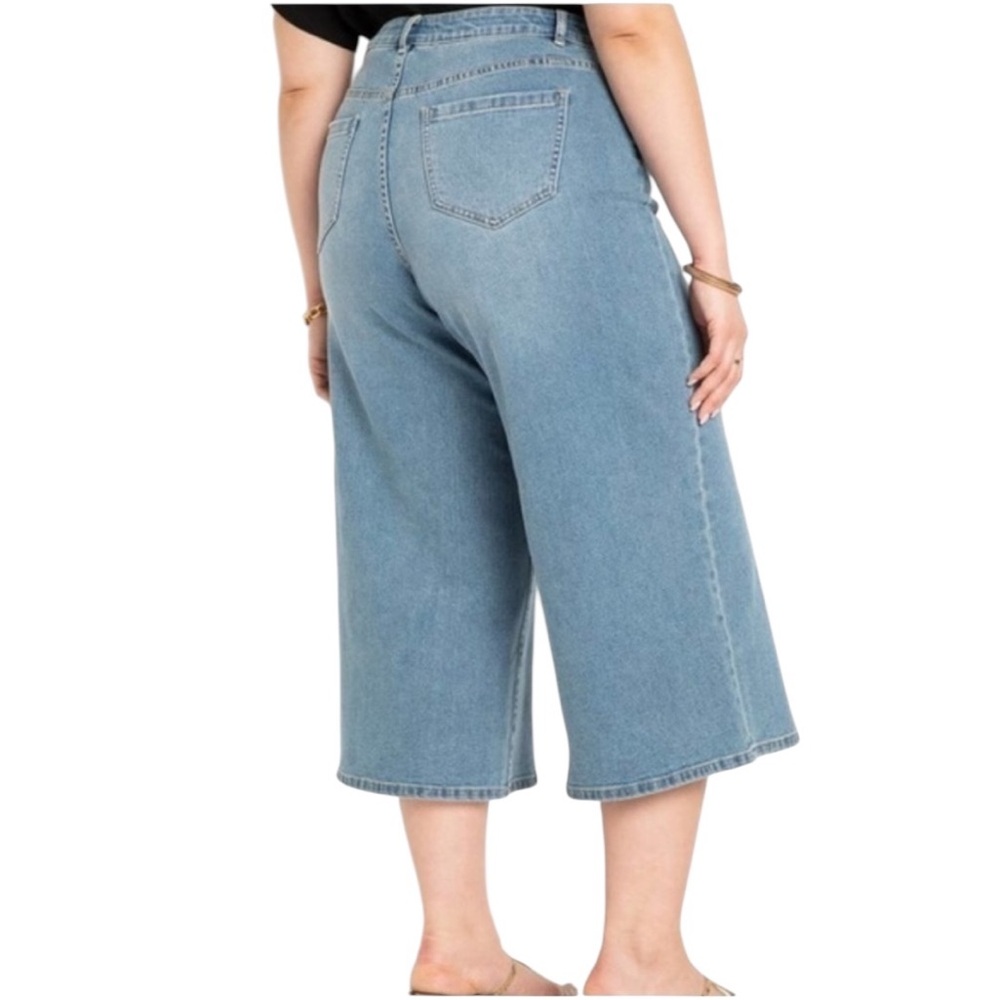 ELOQUII | Women's Blue Cropped Wide Leg Denim Jeans size 18 Stretch Cotton NEW - Picture 9 of 16